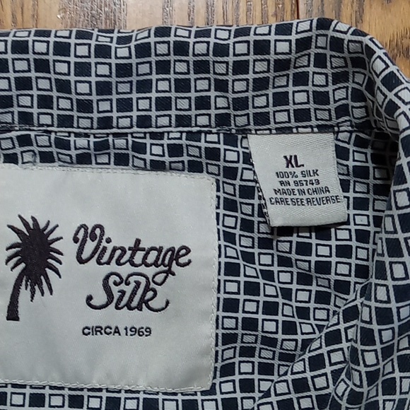CIRCA MENS SILK Shirt XL EXTRA LARGE Black white Casual Work PREOWNED - Picture 4 of 5